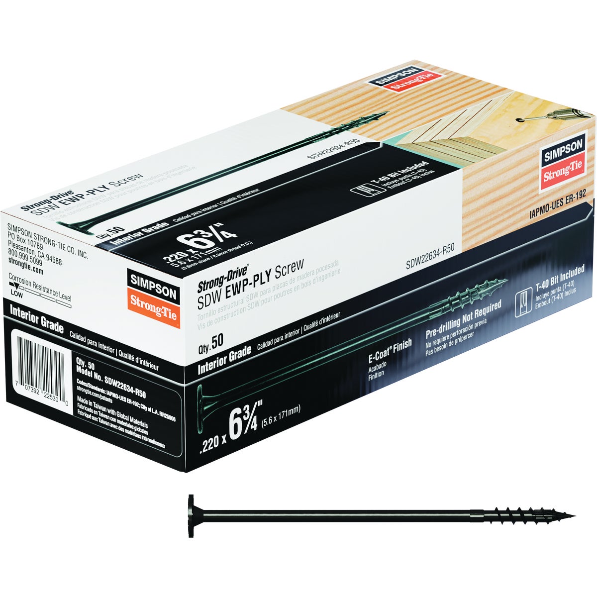 Simpson Strong-Tie Strong-Drive SDW 0.220 In. x 6-3/4 In. T40 Truss-Ply Screw (50-Count) Image 3