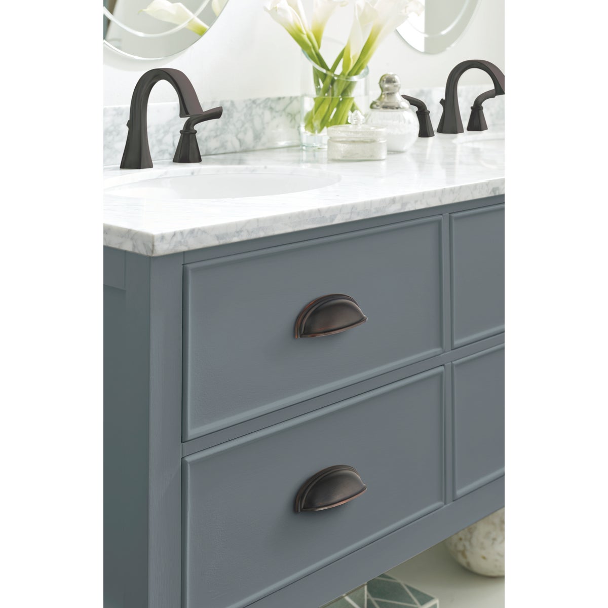 Amerock Ashby 3 & 4 In. Oil-Rubbed Bronze Cup Cabinet Drawer Pull Image 3