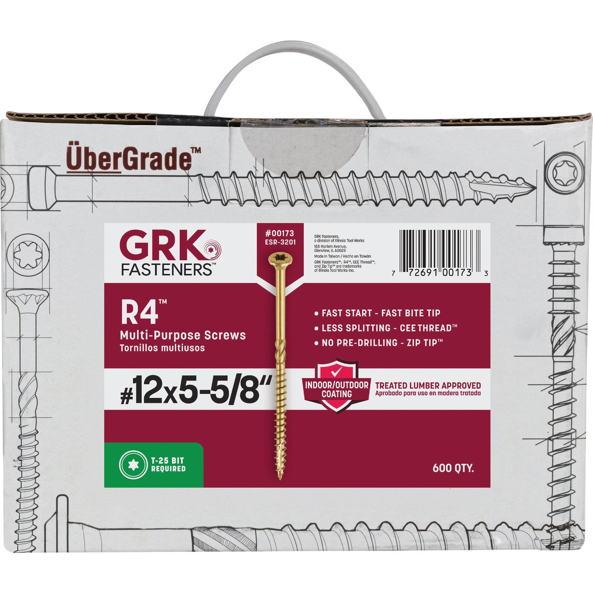 GRK R4 #12 x 5-5/8 In. Star Drive Multi-Purpose Wood Screw (600-Count) Image 7