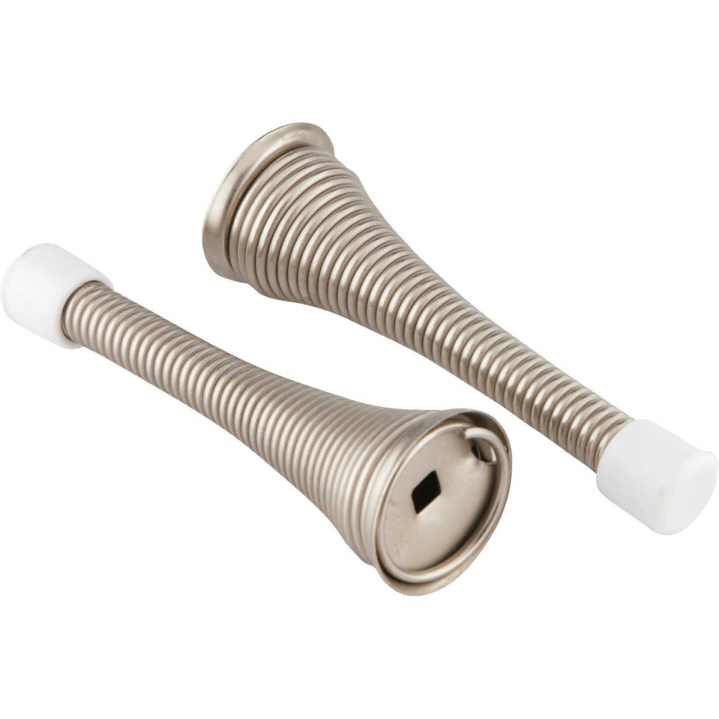 National Hardware Gallery Series Satin Nickel Spring Door Stop Image 1