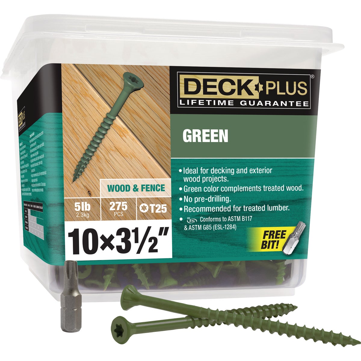 Hillman Deck Plus #10 x 3-1/2 In. Green Deck Screw (275-Count)