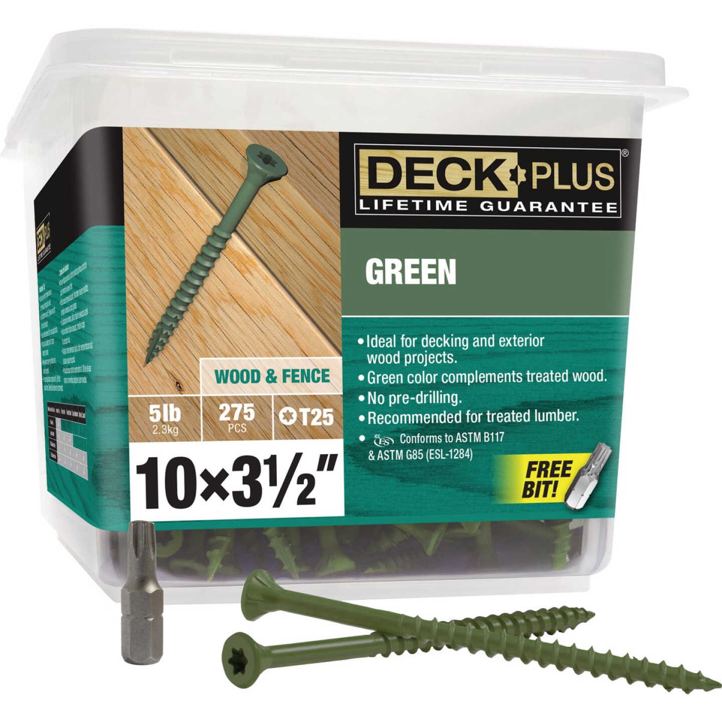 Hillman Deck Plus #10 x 3-1/2 In. Green Deck Screw (275-Count) Image 1