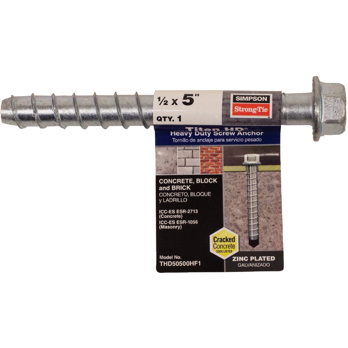 Simpson Strong-Tie Titen HD 1/2 In. x 5 In. Heavy-Duty Screw Anchor Image 2