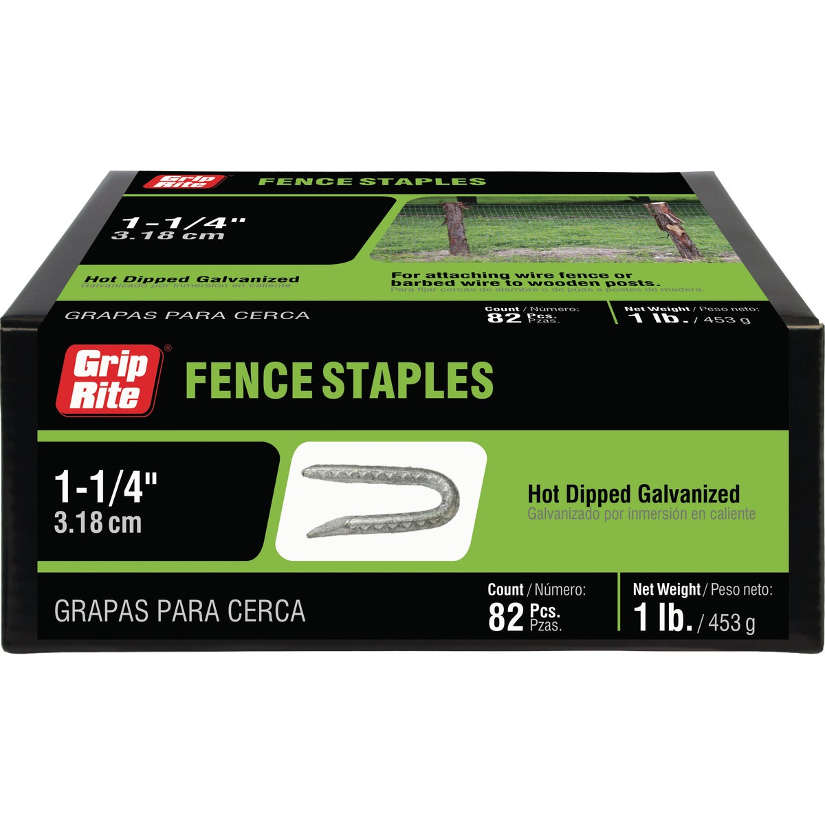 Grip-RIte 1-1/4 In. 9 ga Hot Galvanized Fence Staple (82-Count) Image 1