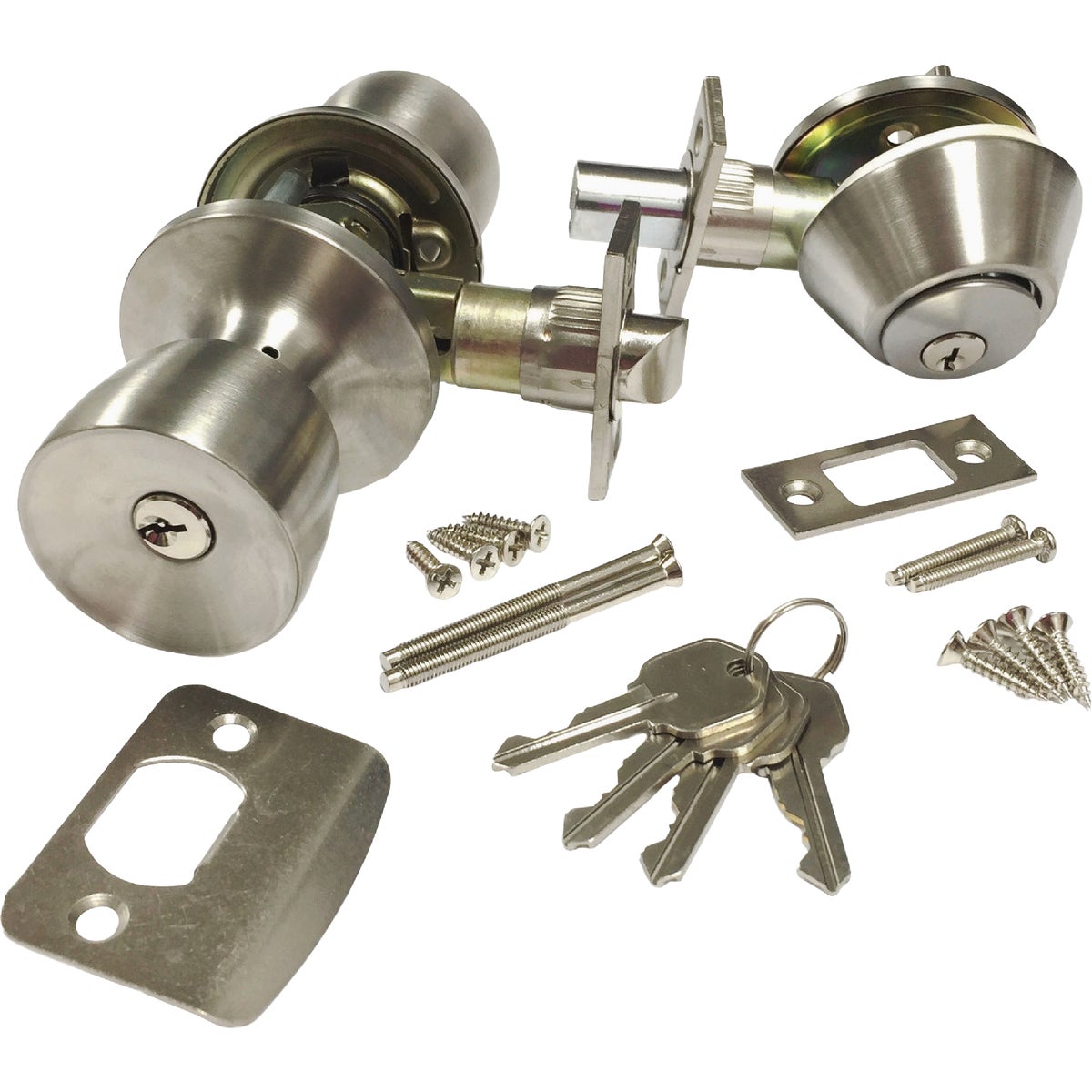 US Hardware Satin Mobile Home Entry Lockset Image 1