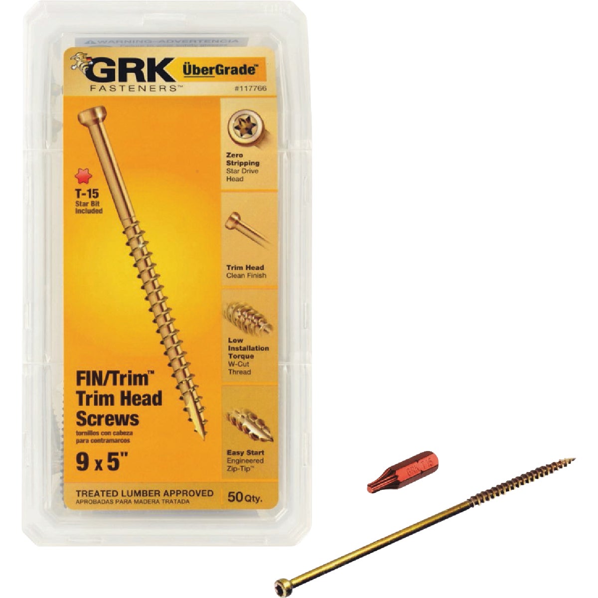 GRK #9 x 5 In. Star Drive Steel Trim Screw (50-Count) Image 1
