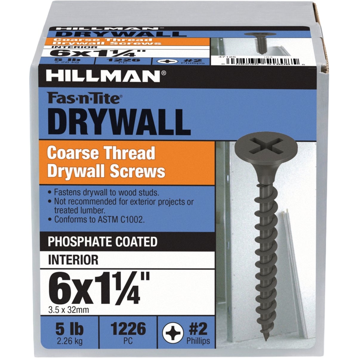 Hillman Fas-N-Tite #6 x 1-1/4 In. Phillips Coarse Thread Drywall Screw (1226-Count)
