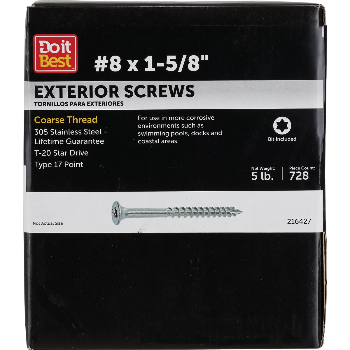 Grip-Rite PrimeGuard Max 1-5/8 In. T20 Star Drive Stainless Steel Deck Screw (5 Lb.)