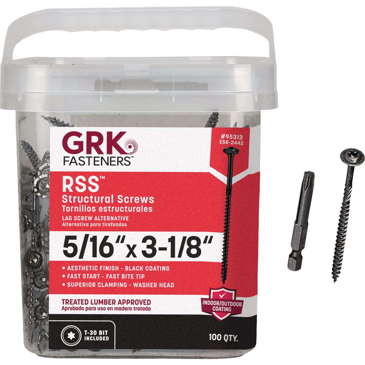 GRK RSS 5/16 In. x 3-1/8 In. Black Exterior Structural Screw (100-Count)