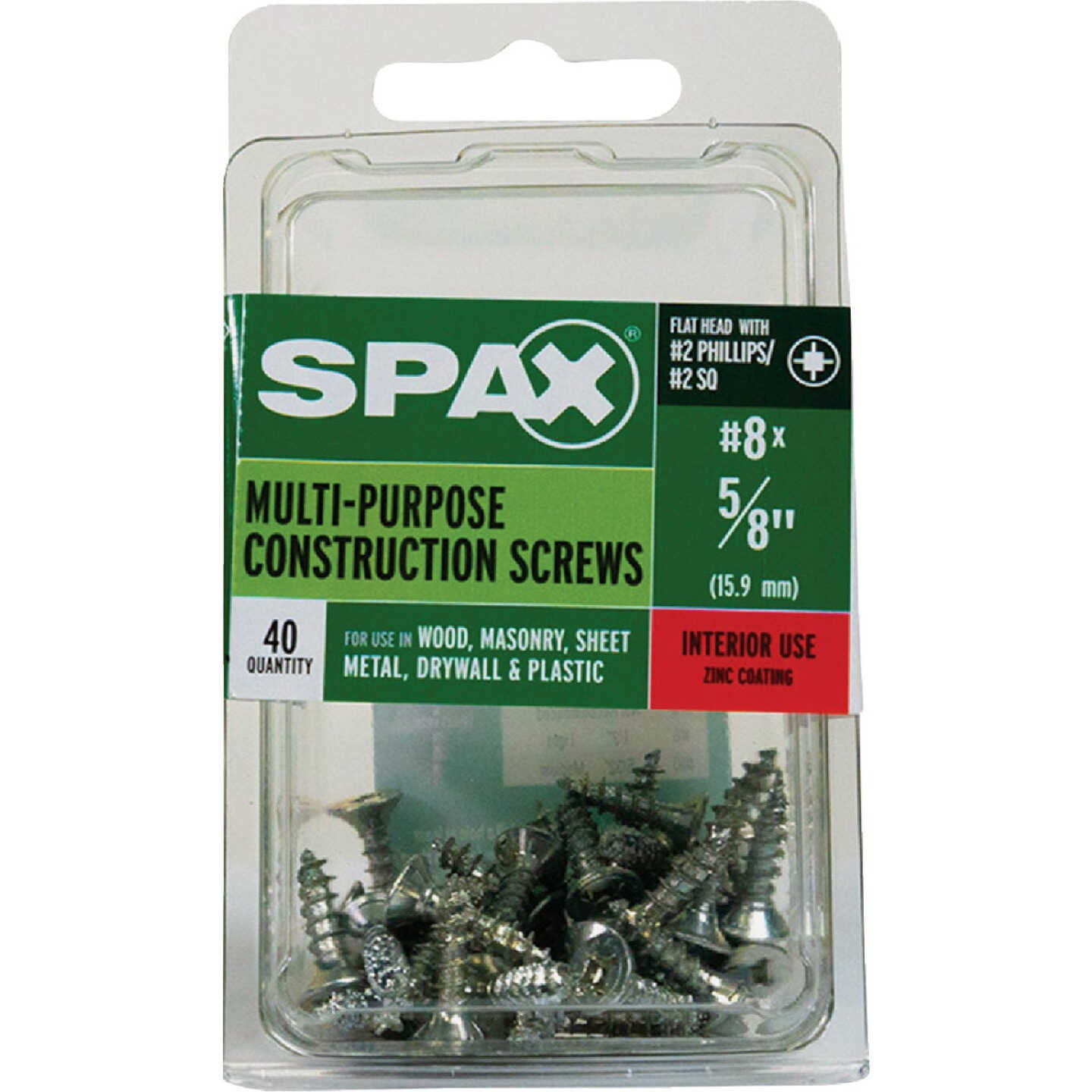 SPAX #8 x 5/8 In. Unidrive (Combo Drive) Flat Head Zinc (Interior) Multi-Purpose Construction Screw (40-Count) Image 4