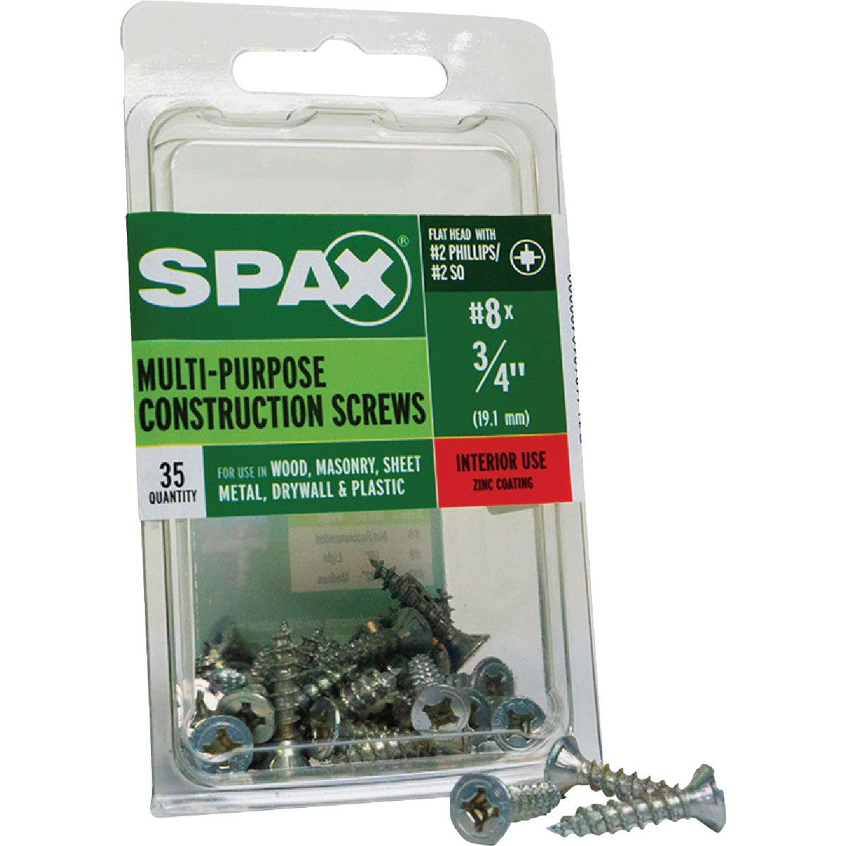 SPAX #8 x 3/4 In. Unidrive (Combo Drive) Flat Head Zinc (Interior) Multi-Purpose Construction Screw (35-Count) Image 6