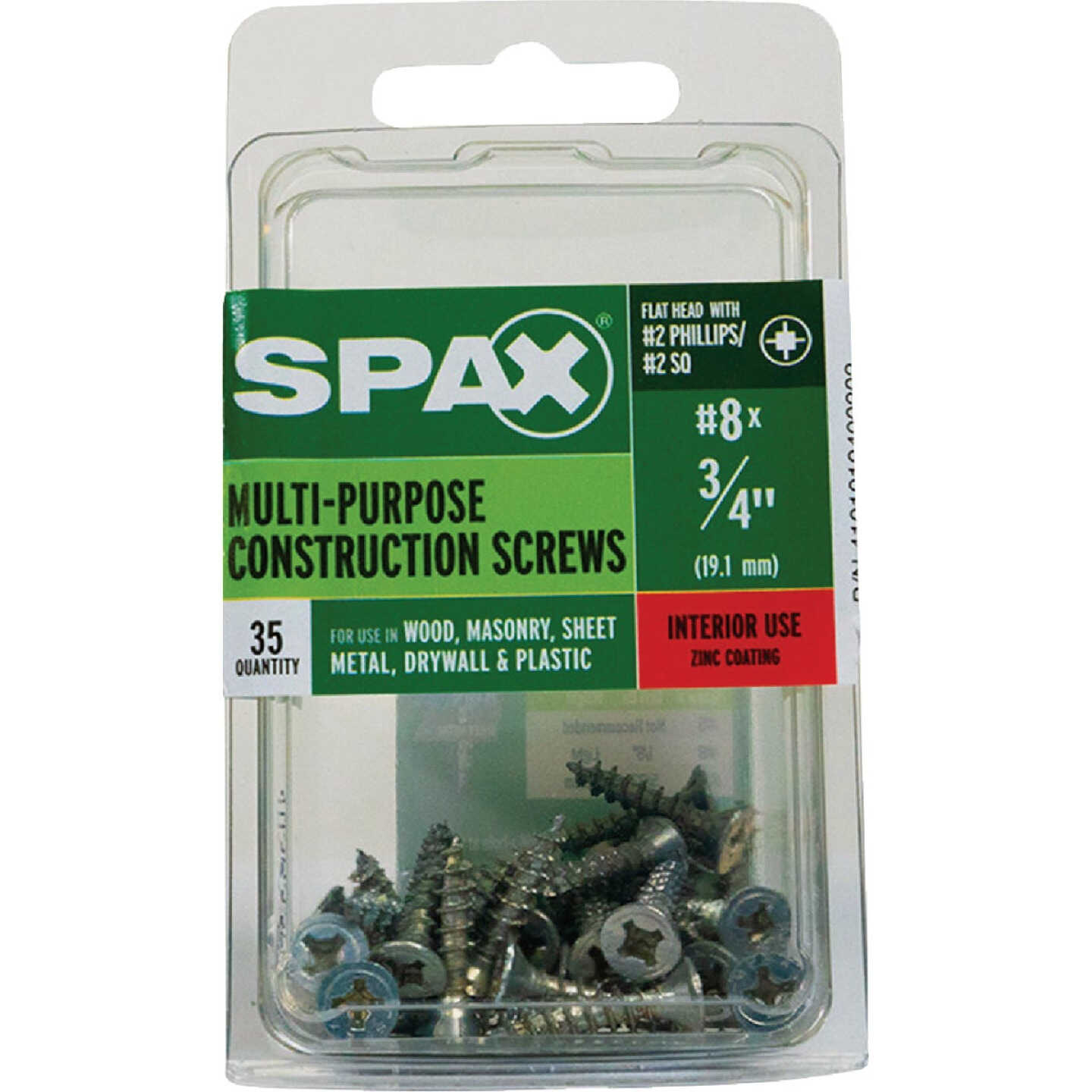 SPAX #8 x 3/4 In. Unidrive (Combo Drive) Flat Head Zinc (Interior) Multi-Purpose Construction Screw (35-Count) Image 4