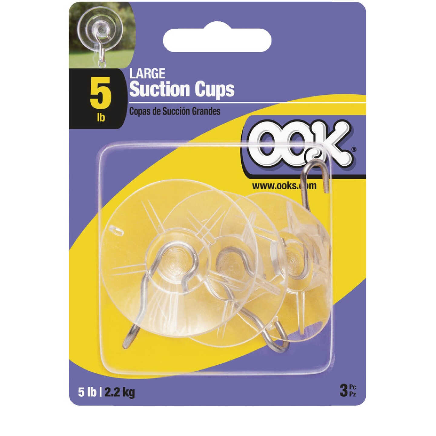 OOK Large Suction Cup Hooks (3-Pack) Image 1