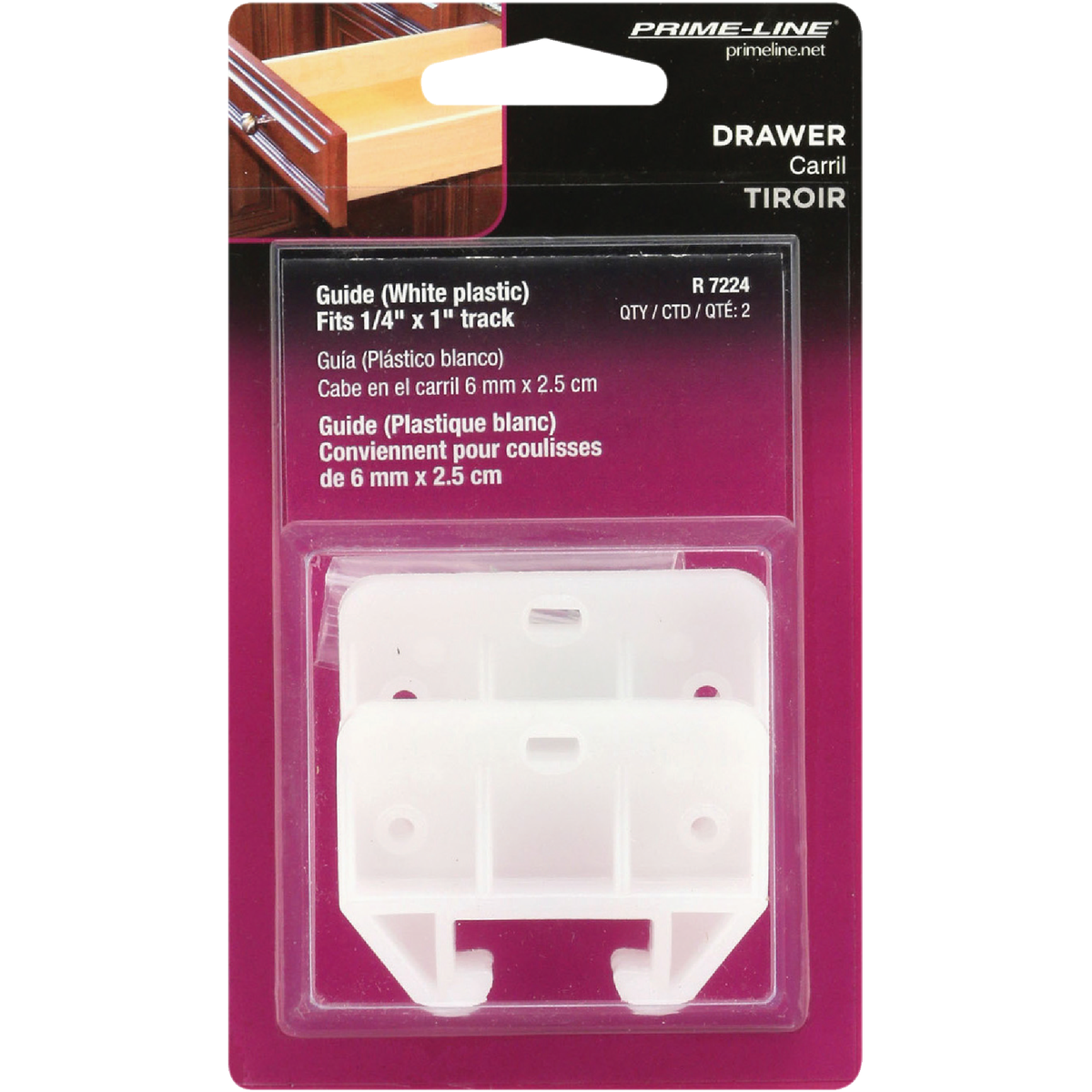 Prime-Line Polyethylene White Track Guide for 9/32 In. X 1-1/8 In. Track (2 Count) Image 2