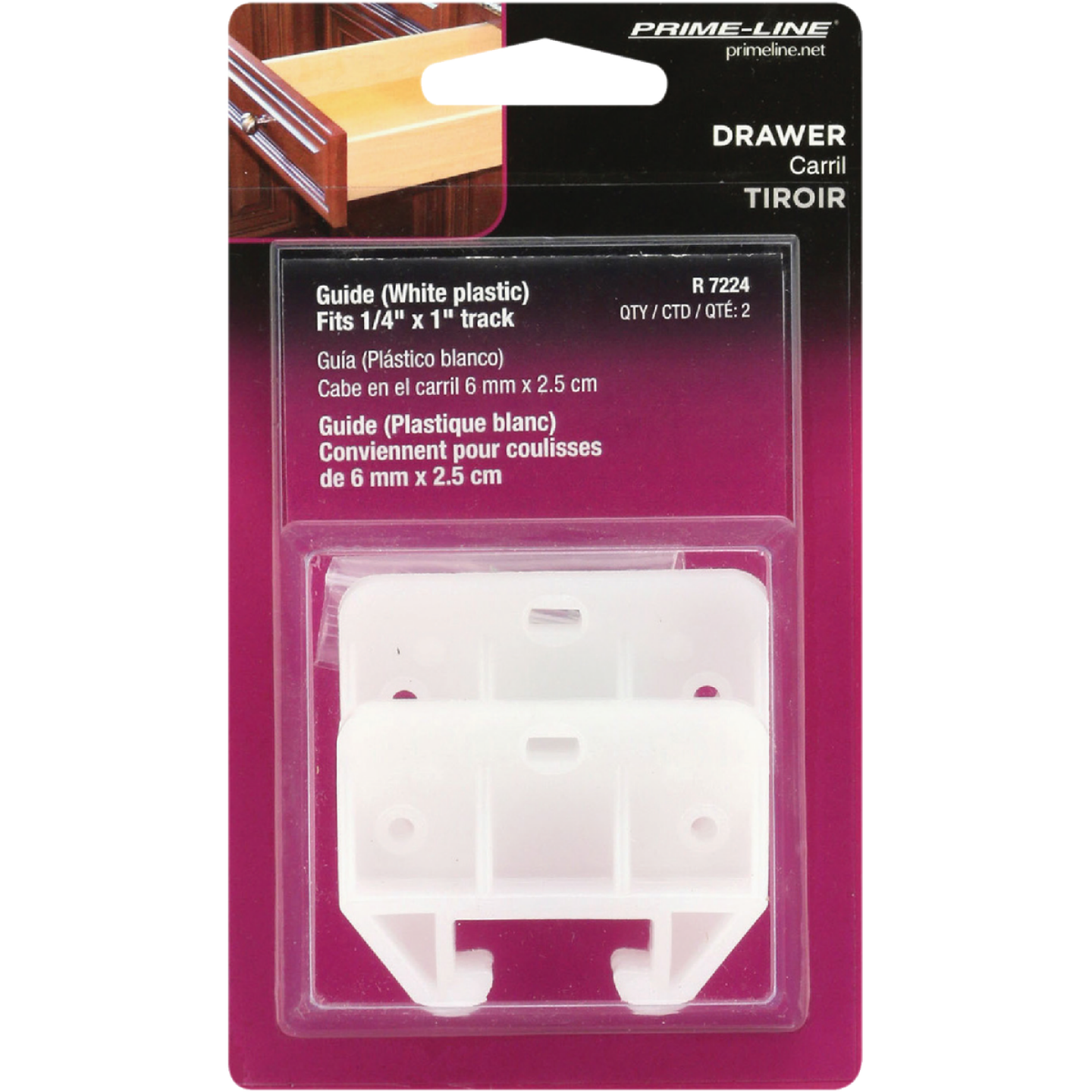 Prime-Line Polyethylene White Track Guide for 9/32 In. X 1-1/8 In. Track (2 Count) Image 2