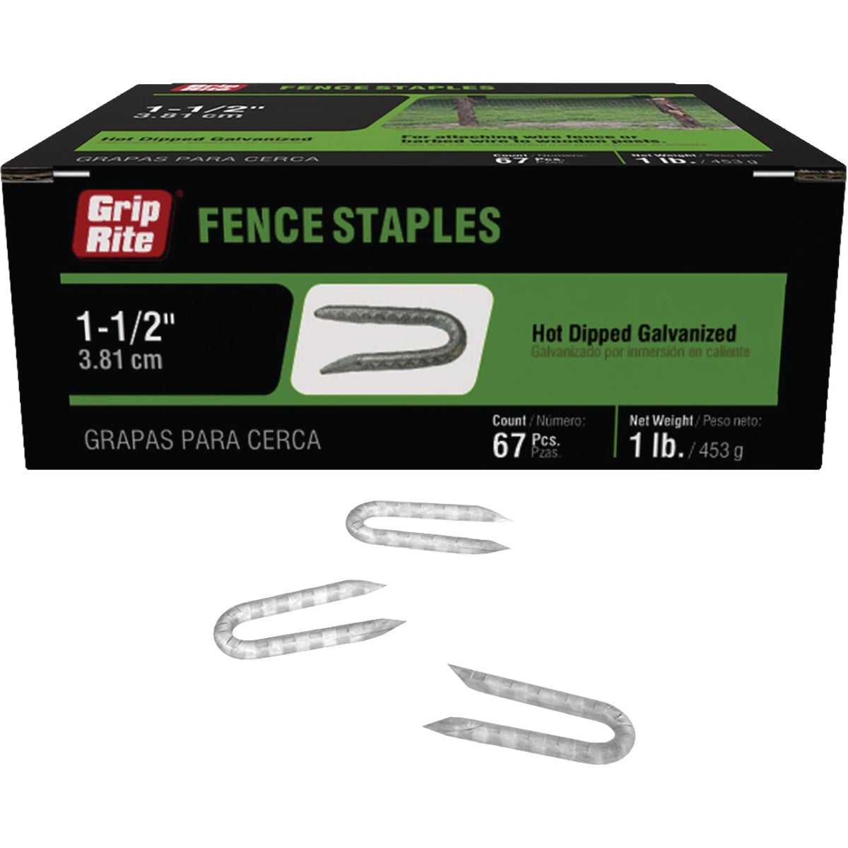 Grip-RIte 1-1/2 In. 9 ga Hot Galvanized Fence Staple (67-Count)