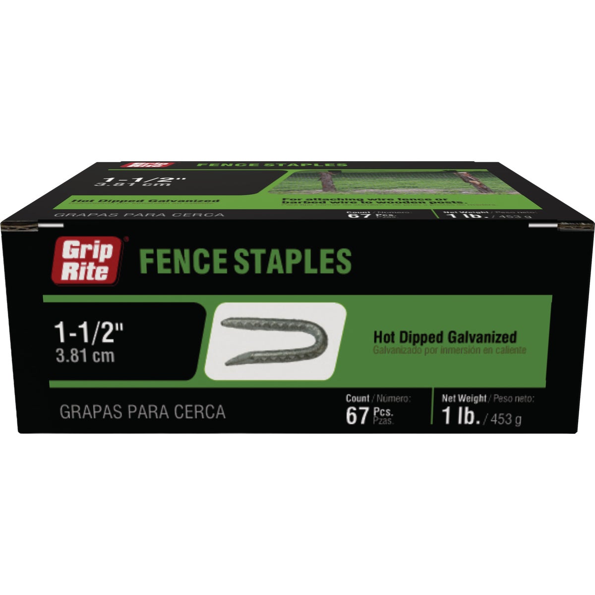 Grip-RIte 1-1/2 In. 9 ga Hot Galvanized Fence Staple (67-Count) Image 2