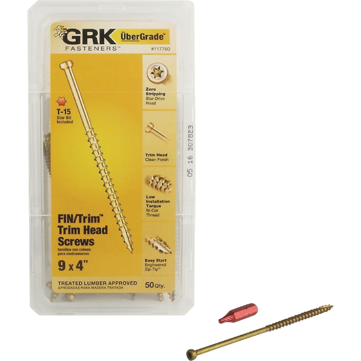 GRK #9 x 4 In. Star Drive Steel Trim Screw (50-Count) Image 1