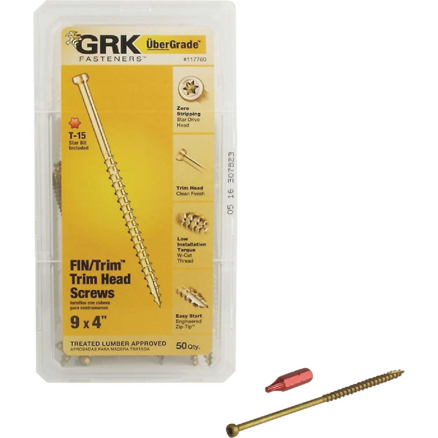 GRK #9 x 4 In. Star Drive Steel Trim Screw (50-Count) Image 1