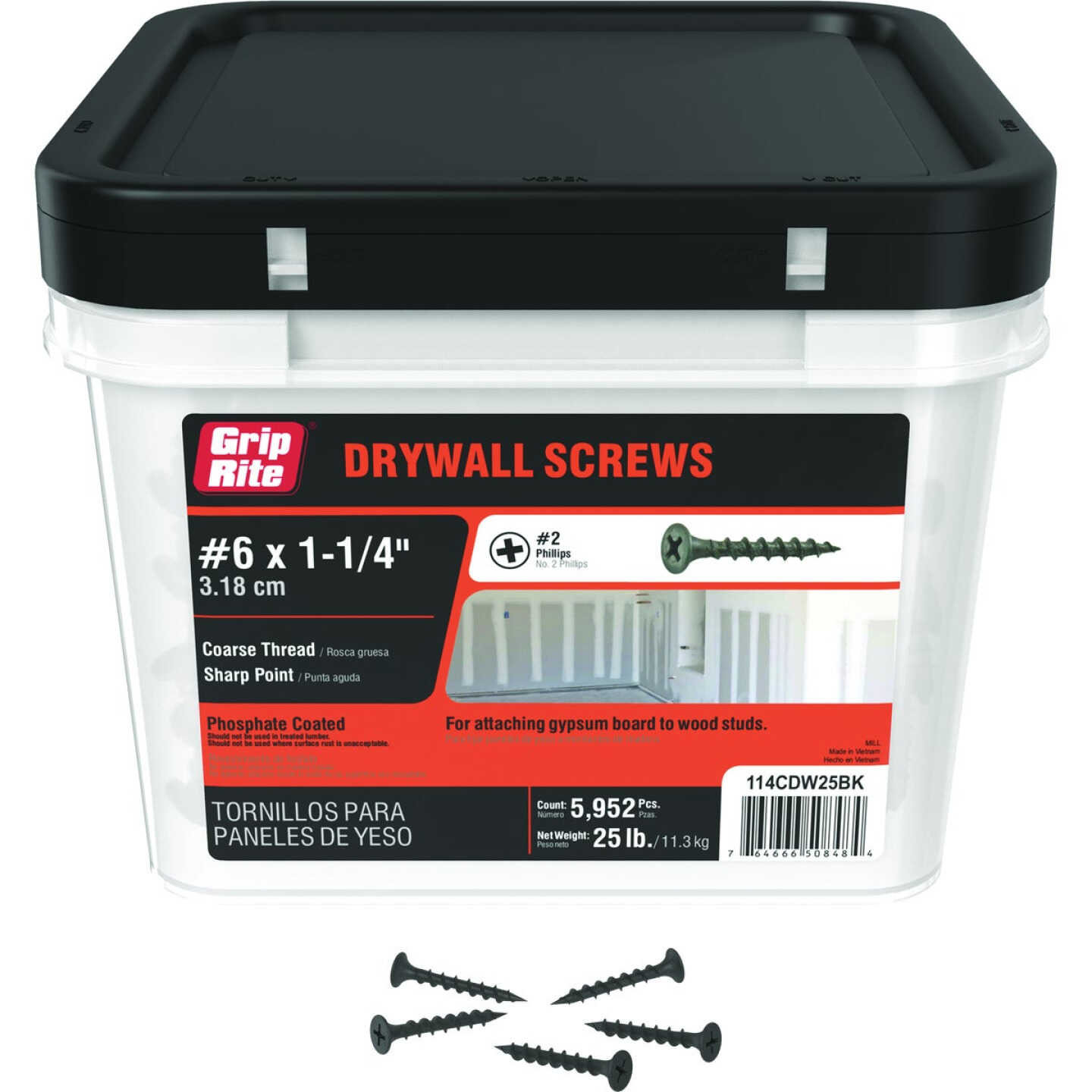 Grip-Rite 1-1/4 In. x 6 ga #2 Phillips Coarse Thread Bugle Head Phosphate Coated Drywall Screw (5952-Count) Image 1