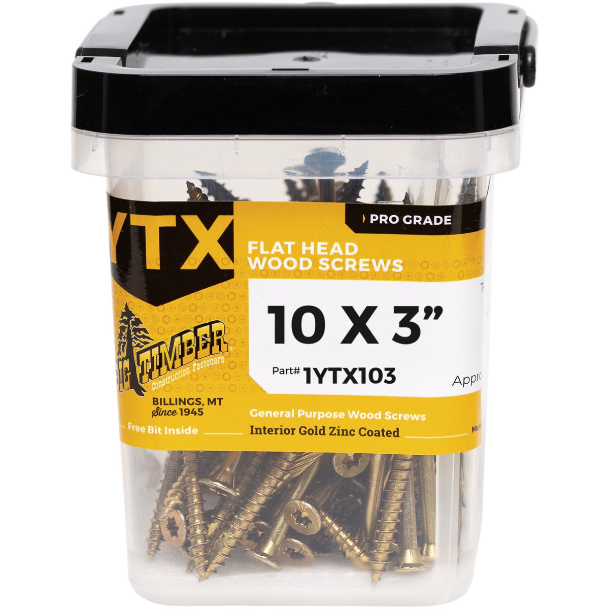 Big Timber #10 x 3 In. Yellow Zinc Star Drive Flat Head Wood Screw (1 Lb.) Image 1