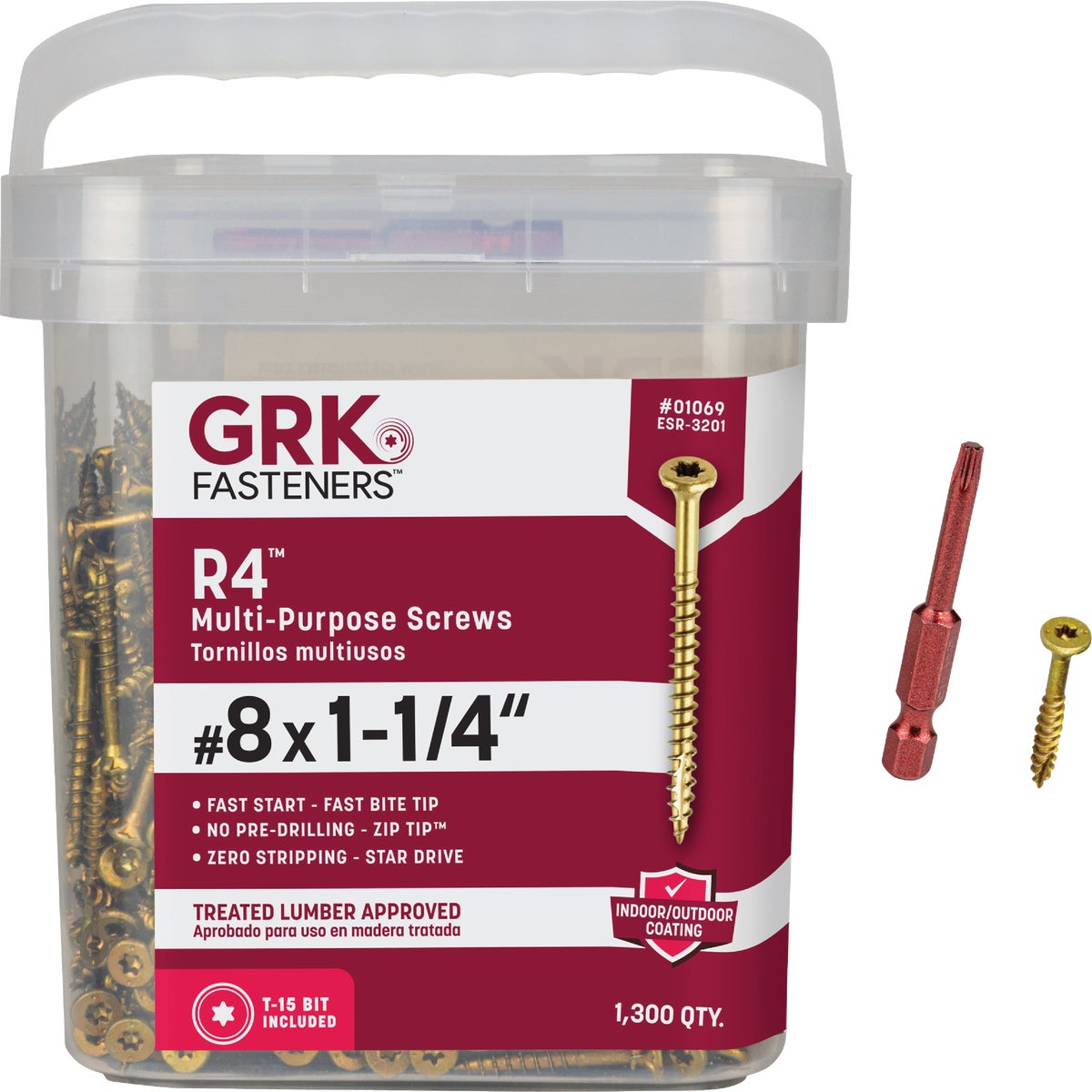 GRK R4 #8 x 1-1/4 In. Star Drive Multi-Purpose Wood Screw (1300-Count)