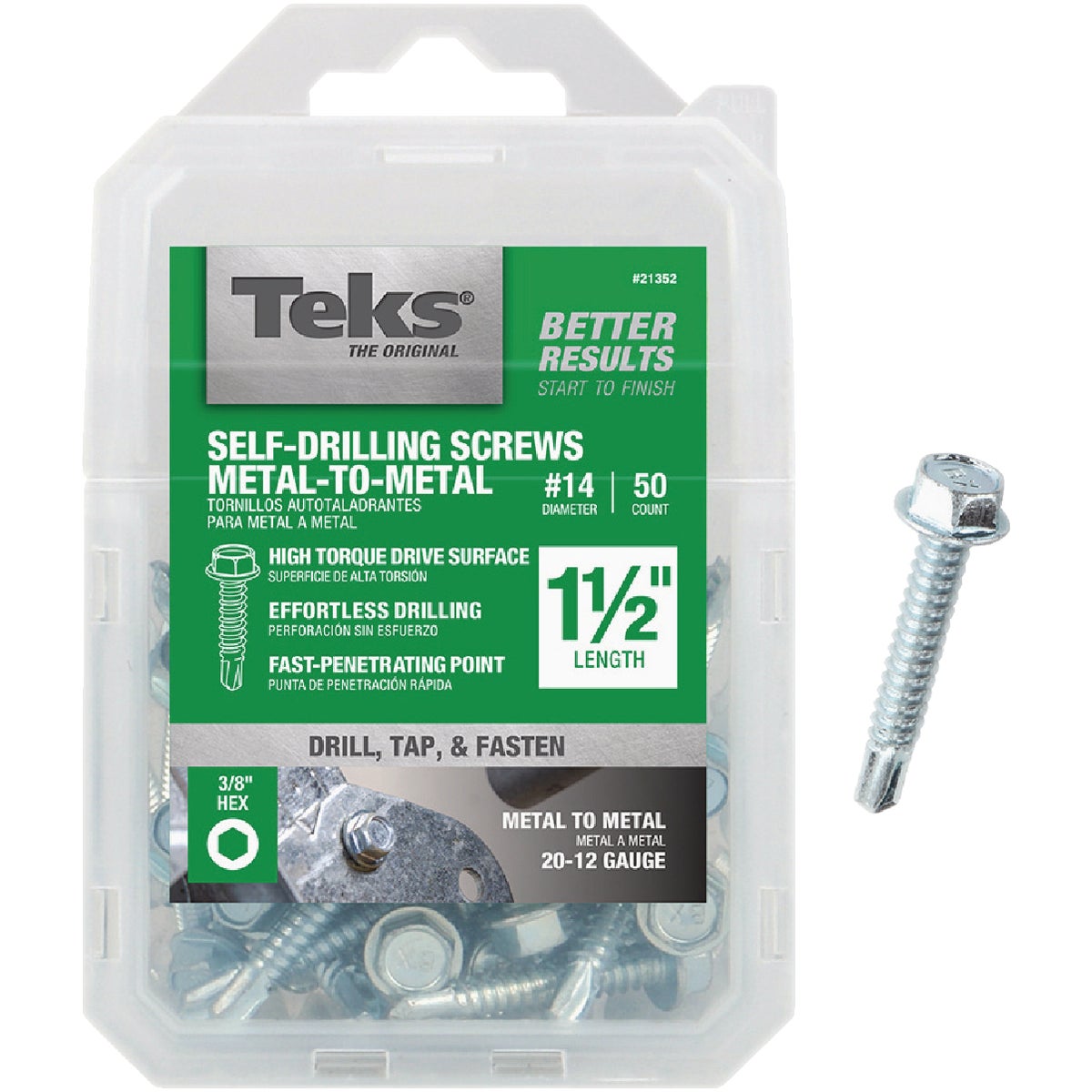 Teks #14 x 1-1/2 In. Hex Washer Head Drill Point Metal to Metal Screw (50-Count)