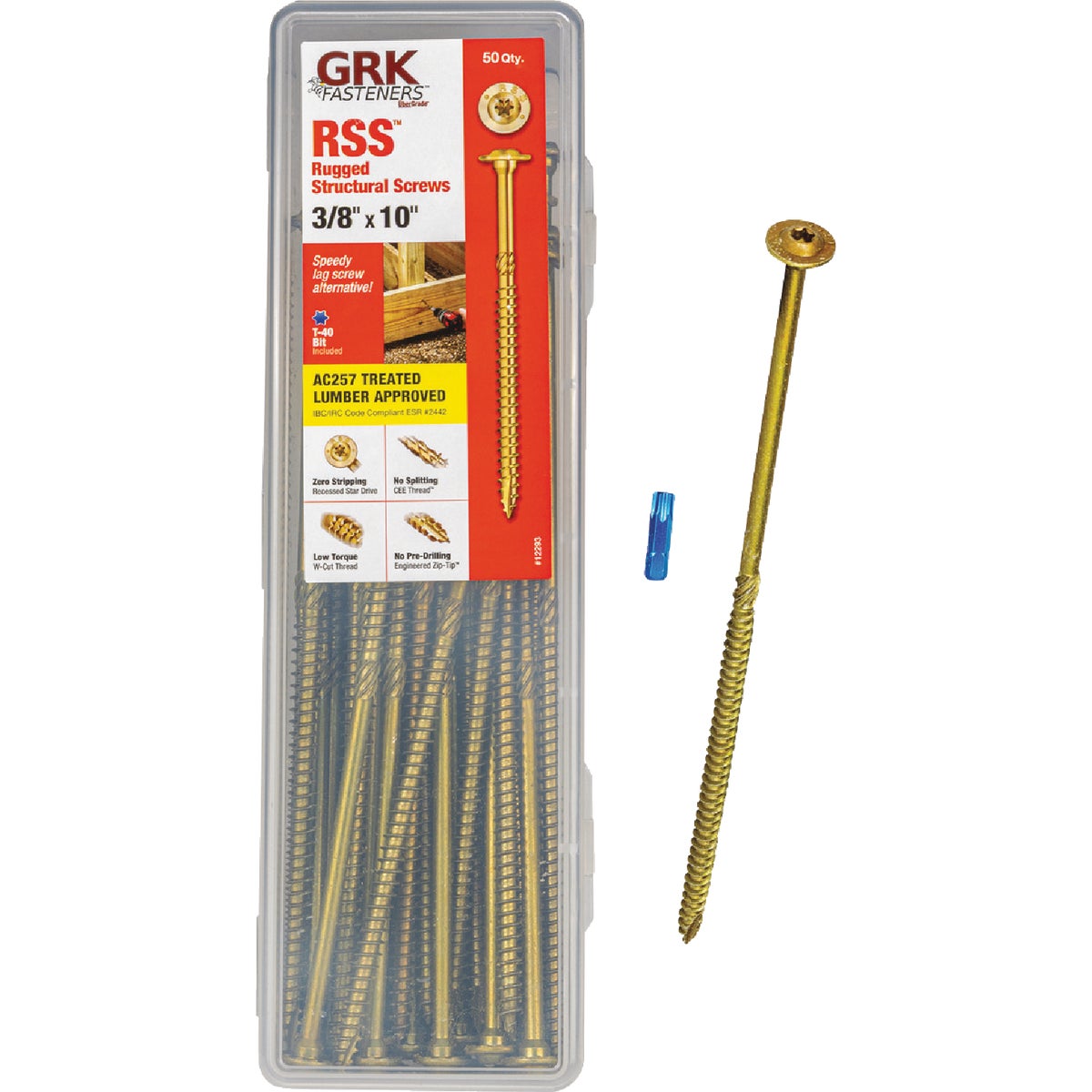 GRK RSS Rugged 3/8 In. x 10 In. Star Drive Washer-Head Structure Screw (50-Count)