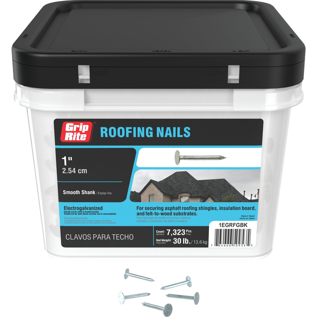 Grip-Rite 1-1/4 In. x 11 ga Smooth Shank Electrogalvanized Steel Roofing Nail (30 Lb.)
