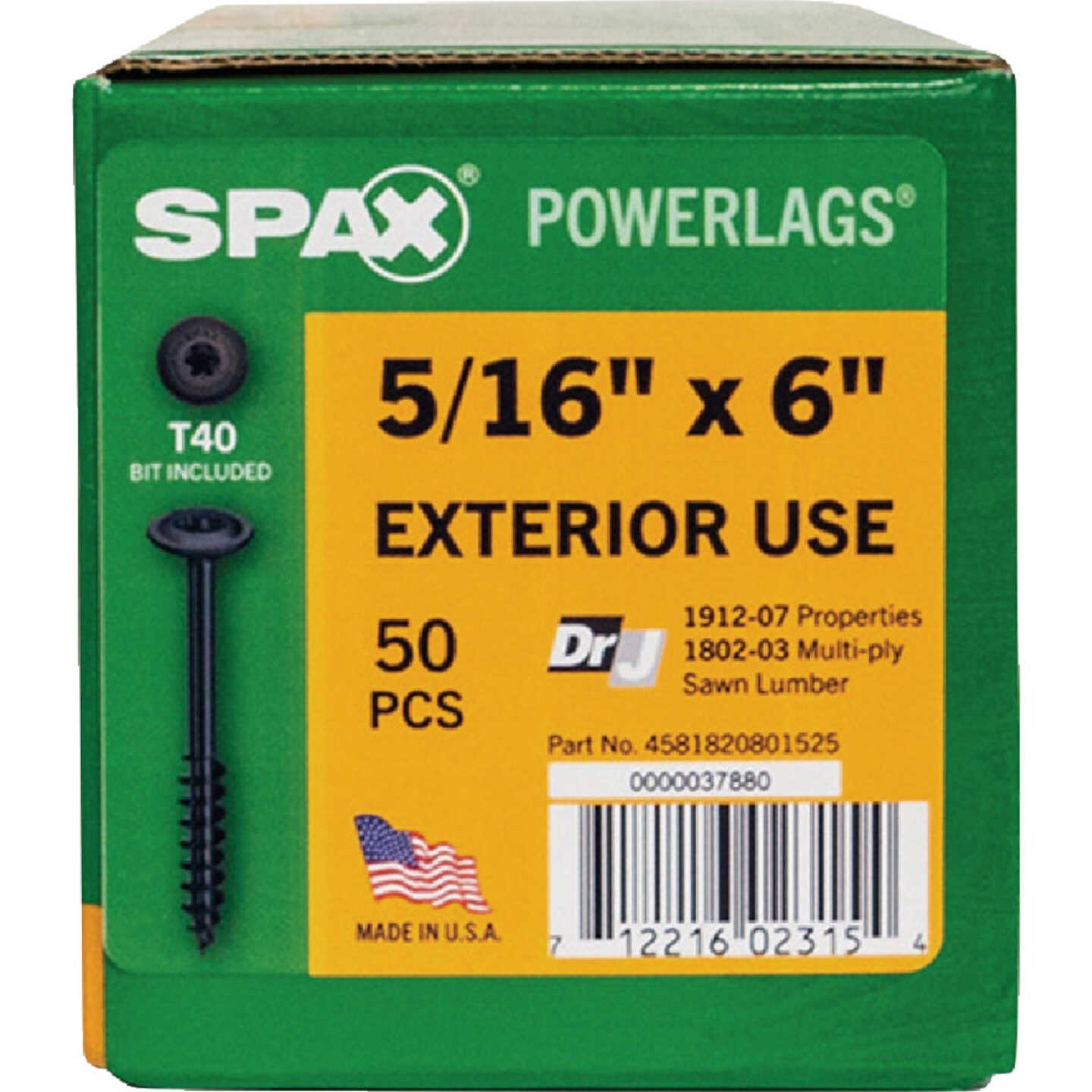 SPAX PowerLags 5/16 In. x 6 In. T40 Washer Head HCR (Exterior Rated) Lag Screw (50-Count) Image 4