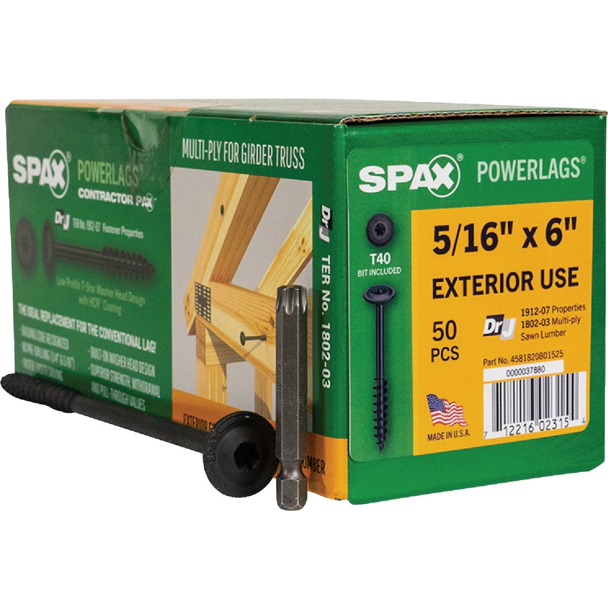 SPAX PowerLags 5/16 In. x 6 In. T40 Washer Head HCR (Exterior Rated) Lag Screw (50-Count) Image 6