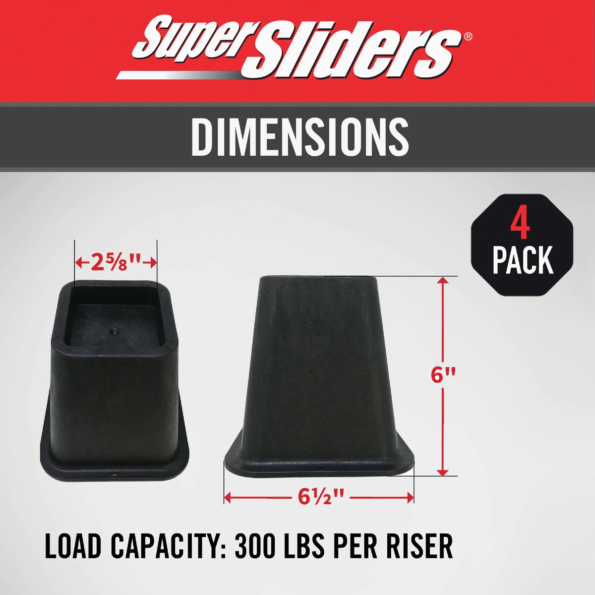 Super Sliders 6 In. Bed Risers (4-Pack) Image 2