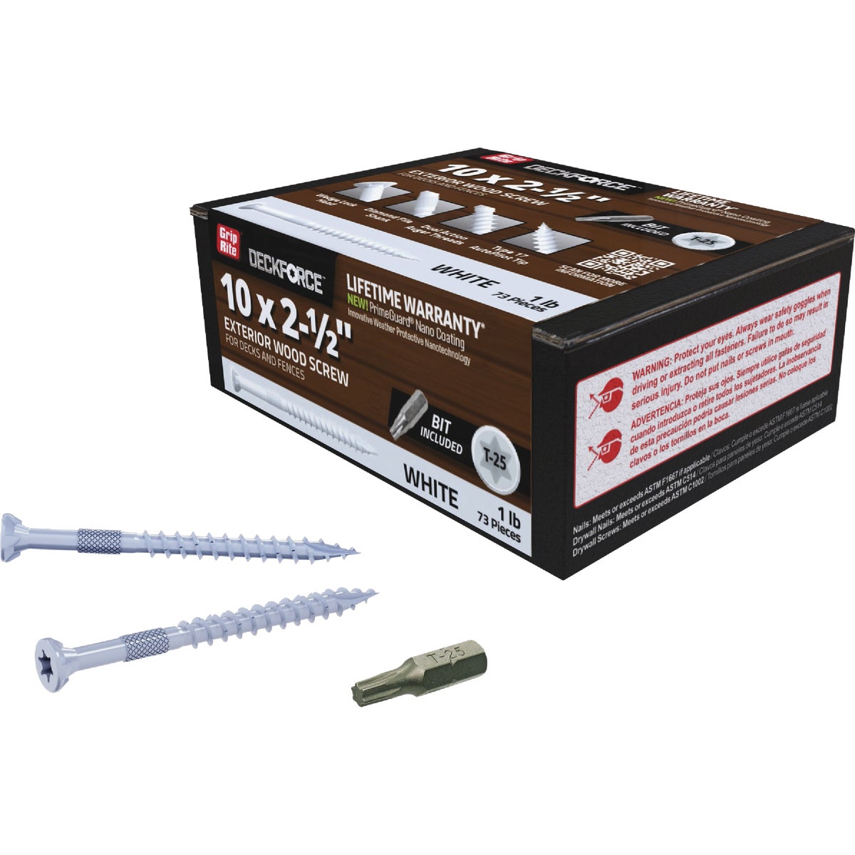 Grip-Rite DeckForce PrimeGuard Nano #10 x 2-1/2 In. Star Drive White Screw (1 Lb.) Image 2