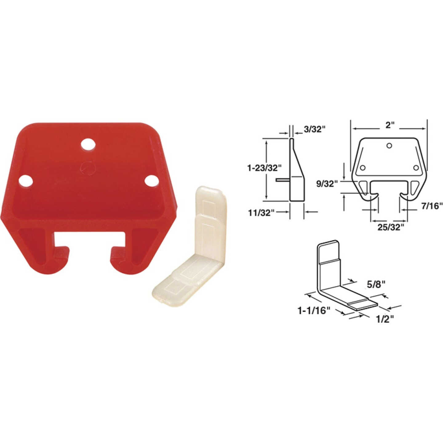 Prime-Line Polyethylene Red and White Track Guide for 9/32 In. x 25/32 In. Track (2-Count) Image 1