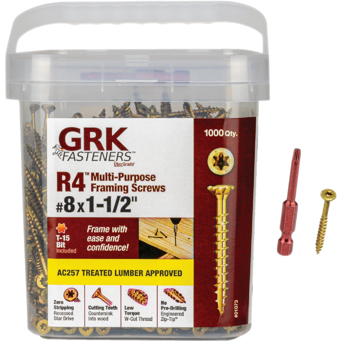 GRK R4 #8 x 1-1/2 In. Star Drive Multi-Purpose Wood Screw (1000-Count)
