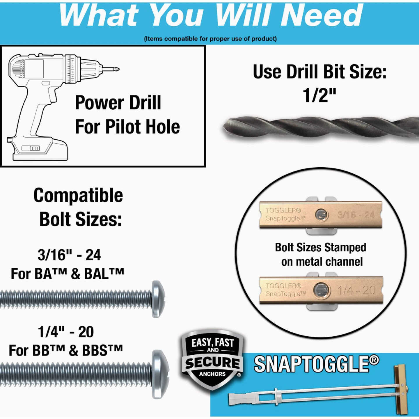 Toggler Snaptoggle 1/4 In.-24 x 2 In. Toggle Bolt (10-Count) Image 3