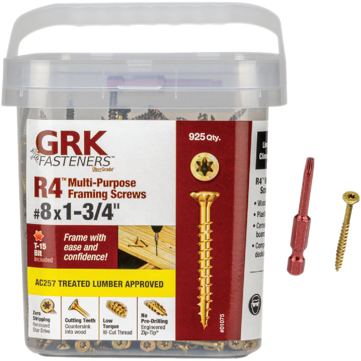 GRK R4 #8 x 1-3/4 In. Star Drive Multi-Purpose Wood Screw (925-Count)
