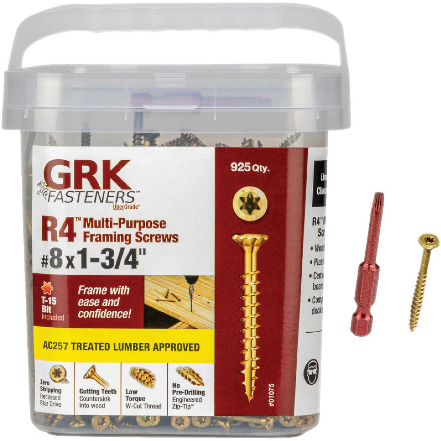 GRK R4 #8 x 1-3/4 In. Star Drive Multi-Purpose Wood Screw (925-Count) Image 1