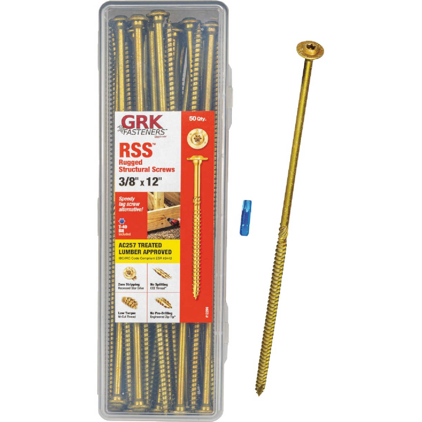 GRK RSS Rugged 3/8 In. x 12 In. Star Drive Washer-Head Structure Screw (50-Count) Image 1