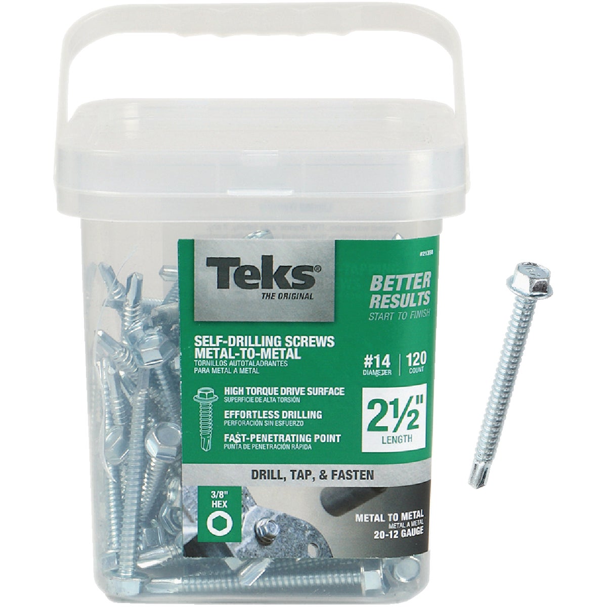 Teks #14 x 2-1/2 In. Hex Washer Head Drill Point Metal to Metal Screw (120-Count)