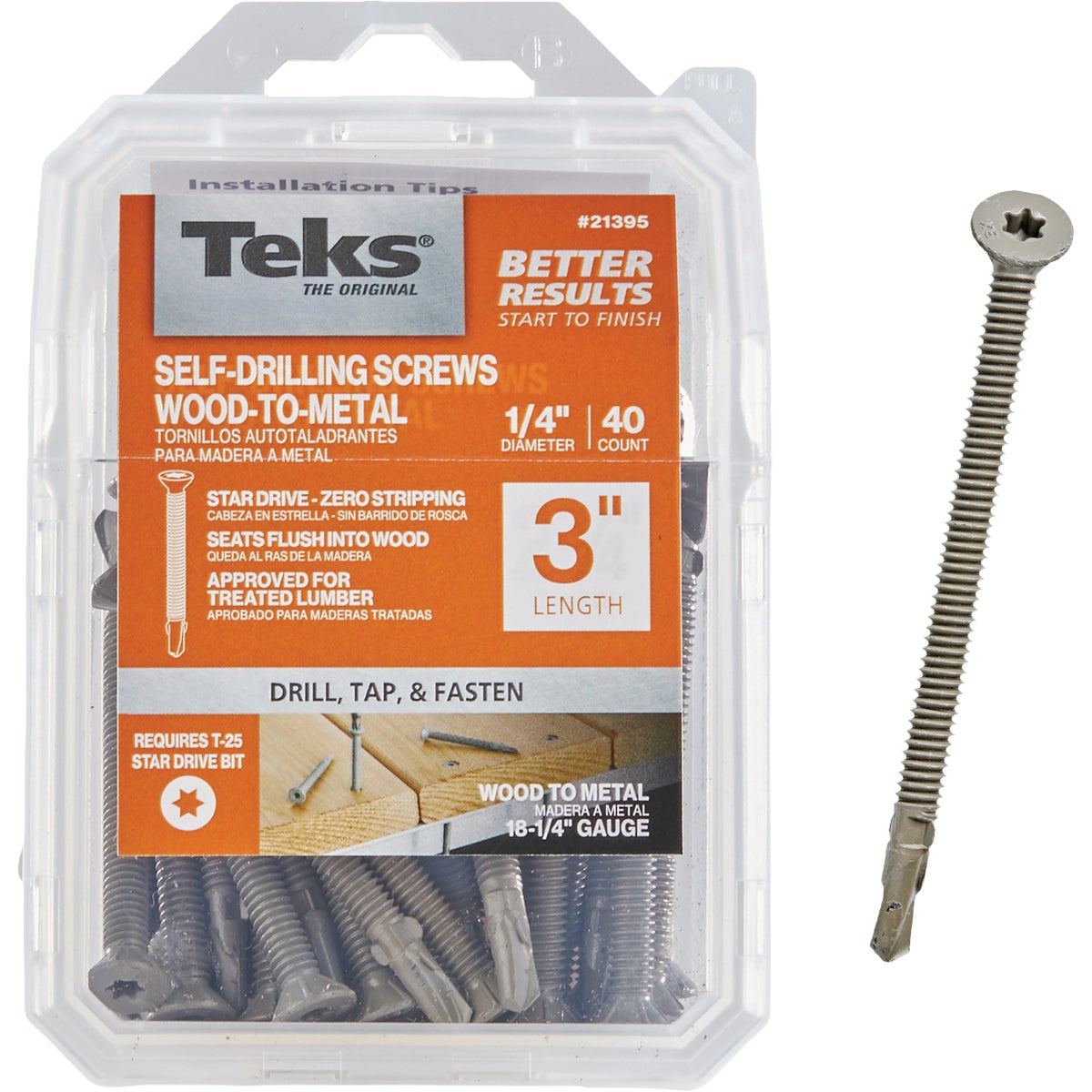 Teks 1/4-20 x 3 In. Star Head Drill Point Wood-to-Metal Screws (40-Count) Image 6