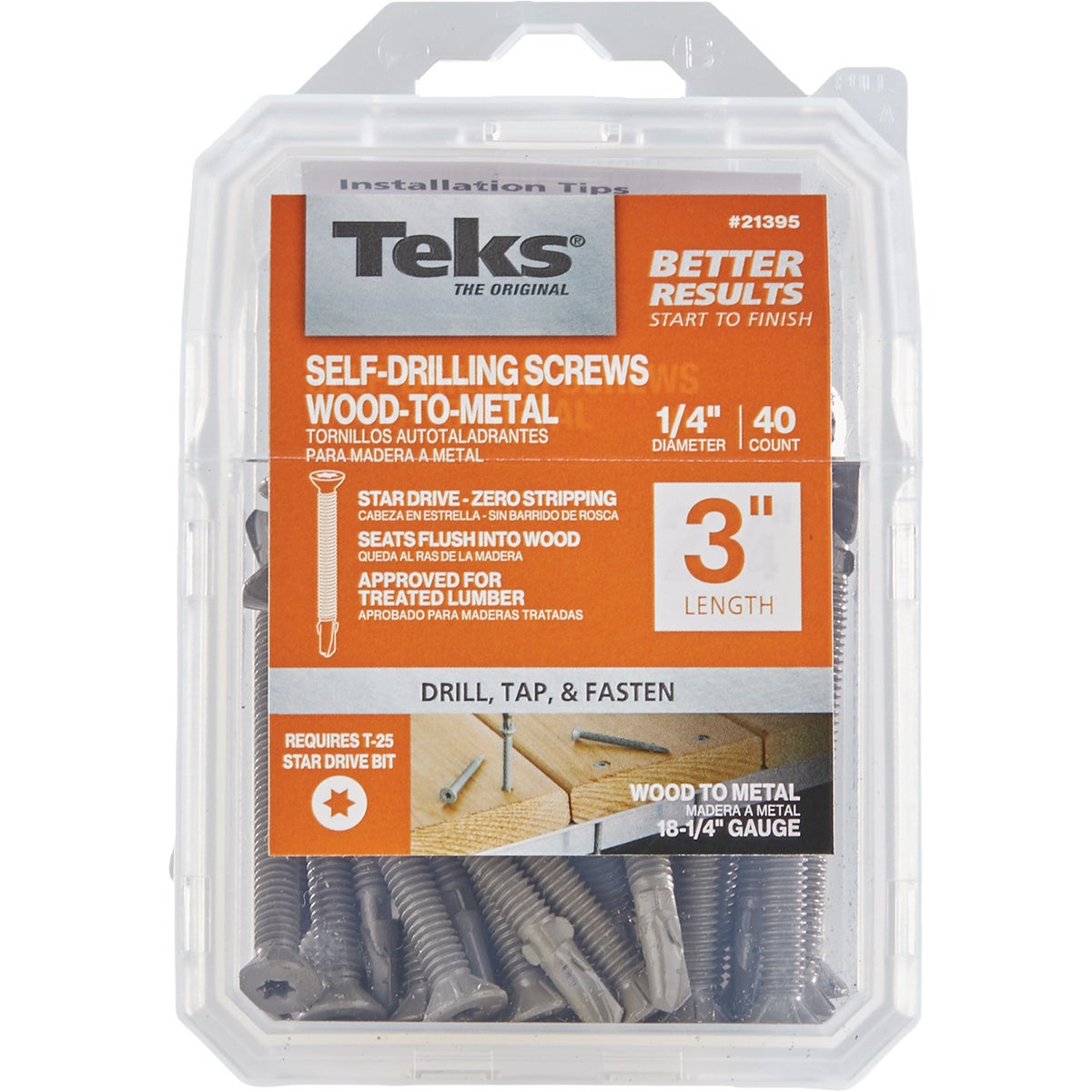 Teks 1/4-20 x 3 In. Star Head Drill Point Wood-to-Metal Screws (40-Count) Image 1