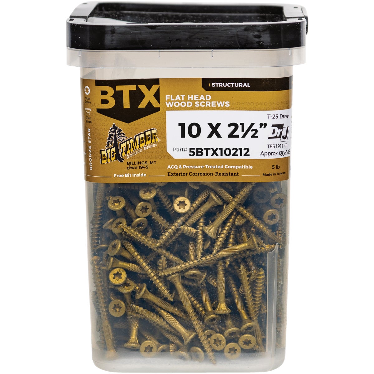 Big Timber #10 x 2-1/2 In. Bronze Star Drive Flat Head Wood Screw (5 Lb.) Image 1