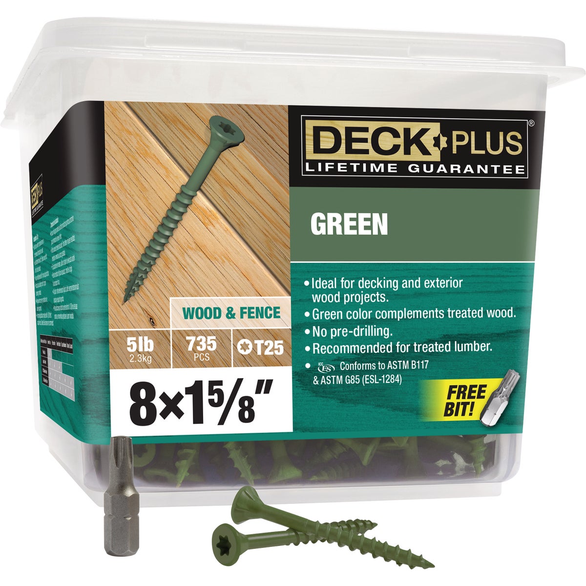 Hillman Deck Plus #8 x 1-5/8 In. Green Deck Screw (735-Count)