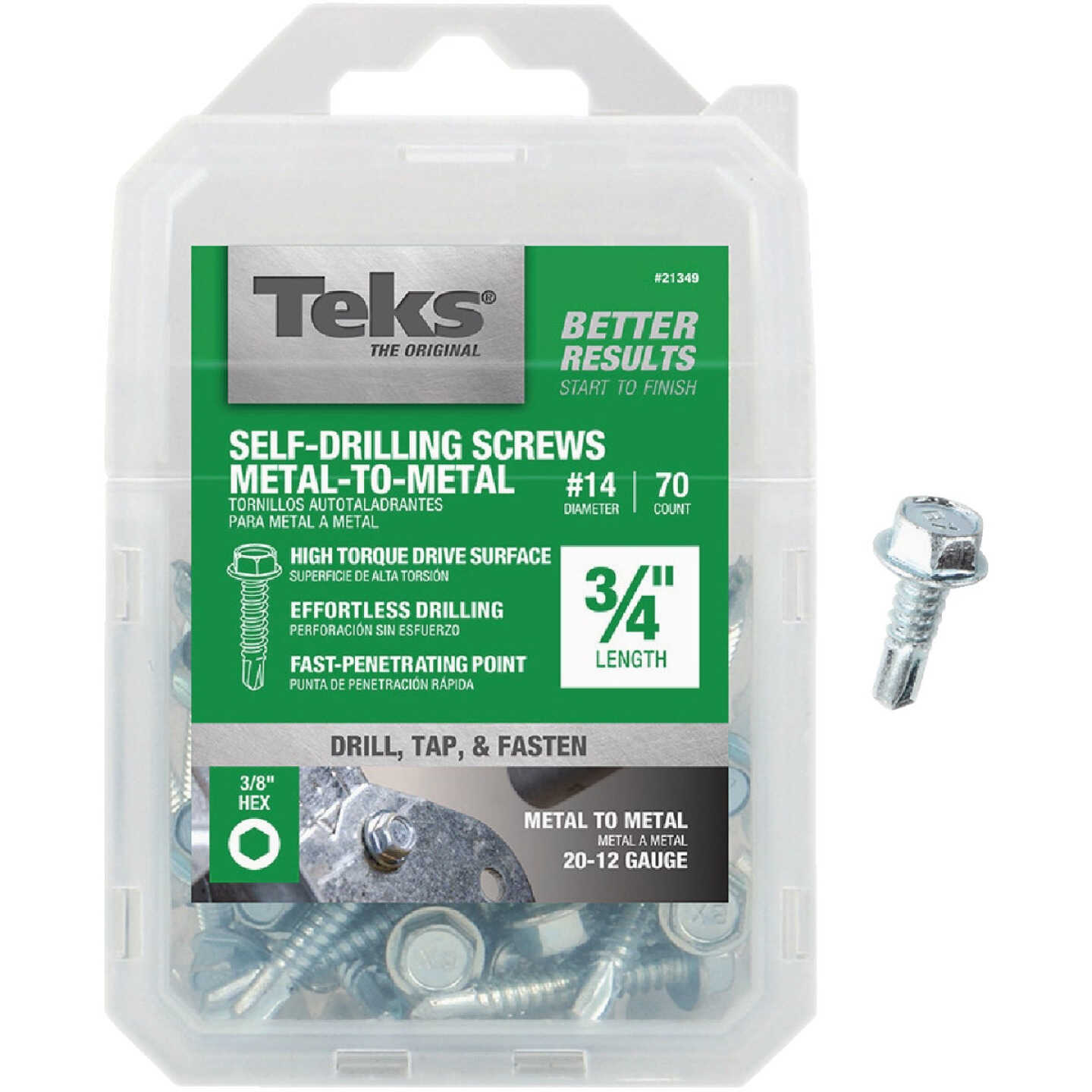 Teks #14 x 3/4 In. Hex Washer Head Drill Point Metal to Metal Screw (70-Count) Image 1
