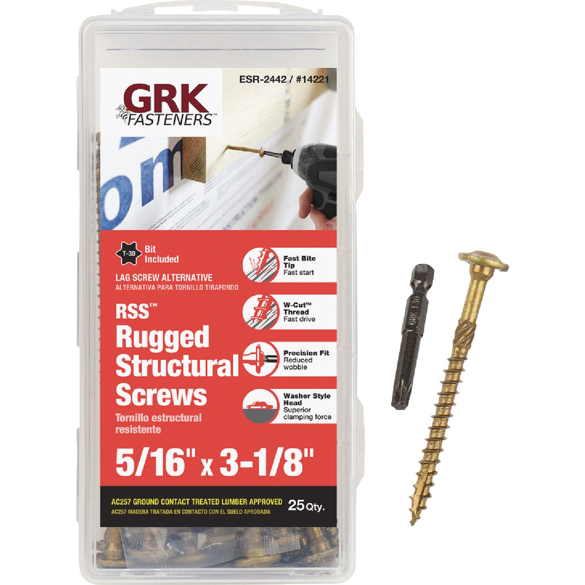 GRK RSS Rugged 5/16 In. x 3-1/8 In. Star Drive Washer-Head Structure Screw (25-Count)