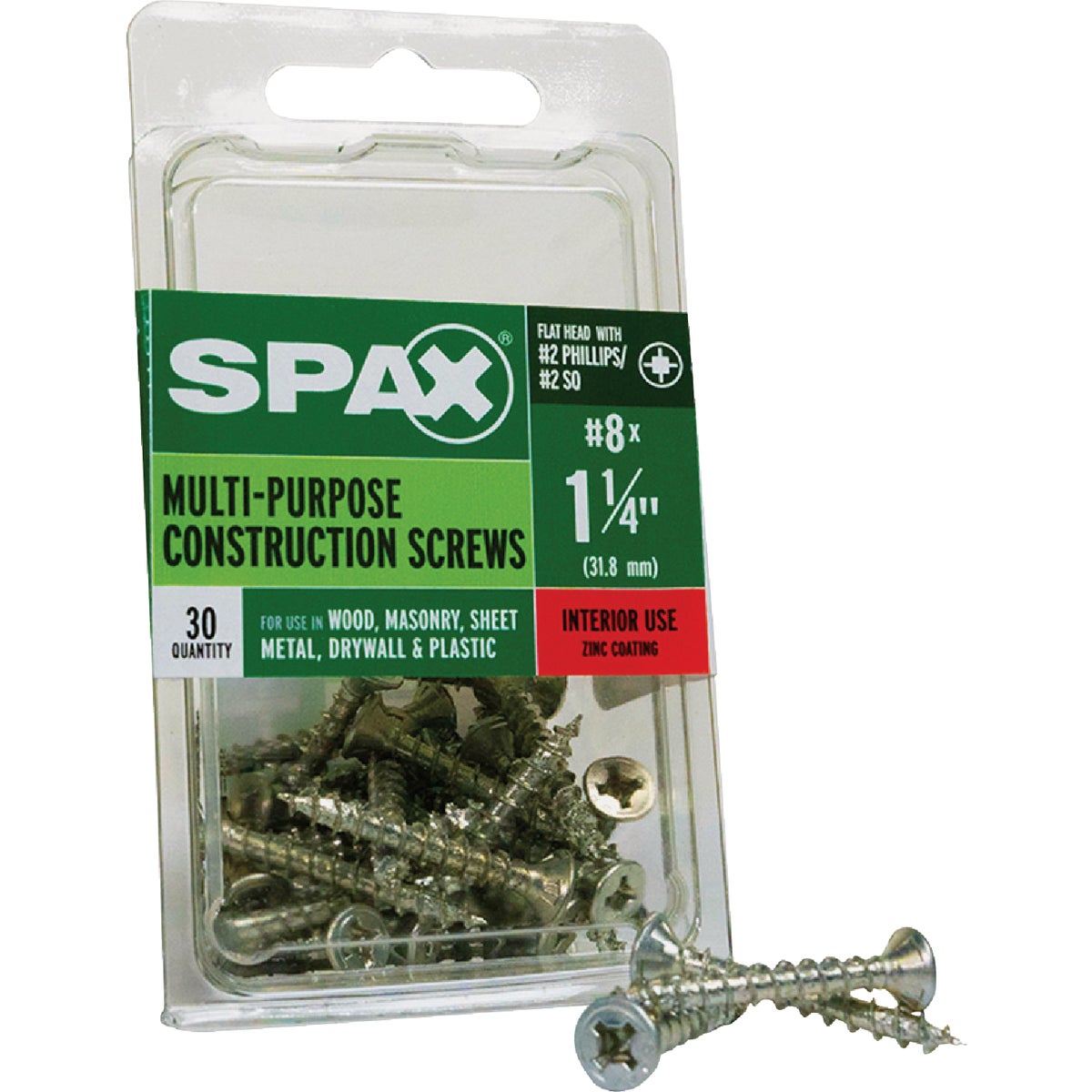 SPAX #8 x 1-1/4 In. Unidrive (Combo Drive) Flat Head Zinc (Interior) Multi-Purpose Construction Screw (30-Count) Image 6