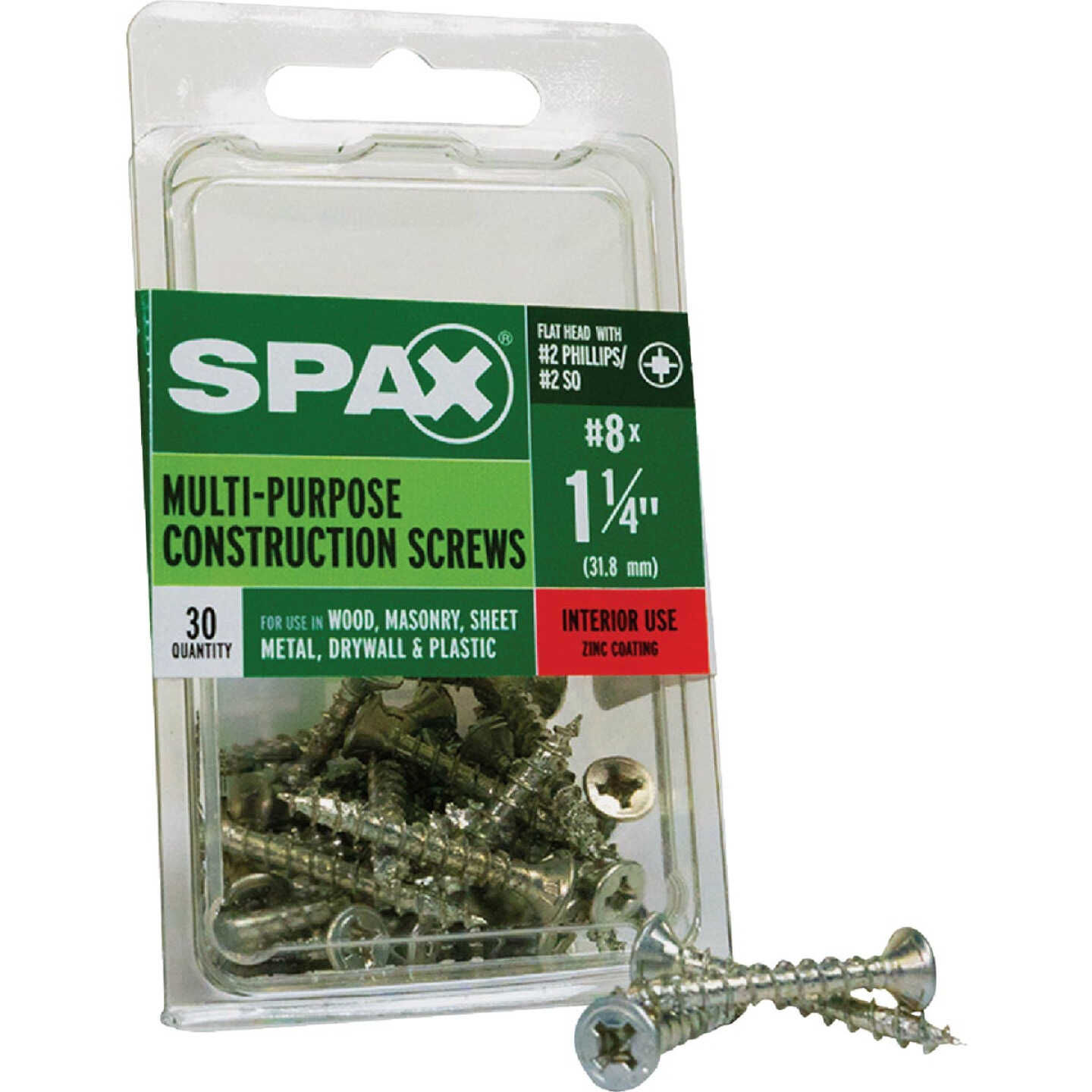 SPAX #8 x 1-1/4 In. Unidrive (Combo Drive) Flat Head Zinc (Interior) Multi-Purpose Construction Screw (30-Count) Image 6