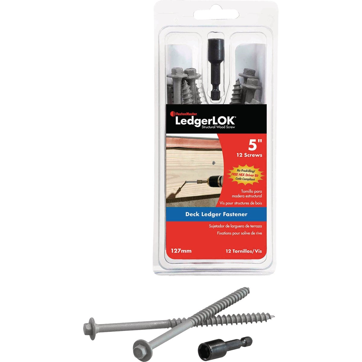 FastenMaster LedgerLok 0.305 In. x 5 In. Coarse Steel Hex-Head Ledger Board Fasteners (12-Count)