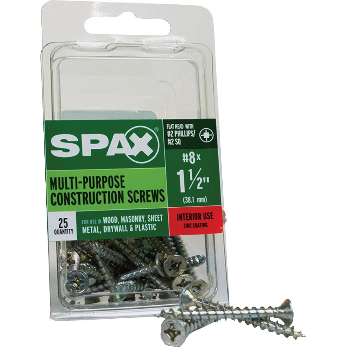 SPAX #8 x 1-1/2 In. Unidrive (Combo Drive) Flat Head Zinc (Interior) Multi-Purpose Construction Screw (25-Count) Image 6